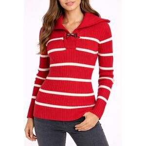 Lauren Ralph Lauren Nautical Stripe Sweater XS Cotton Toggle Neck Preppy